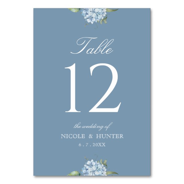 Numéro de table de mariage simple hydrangea bleu p (Par défaut)