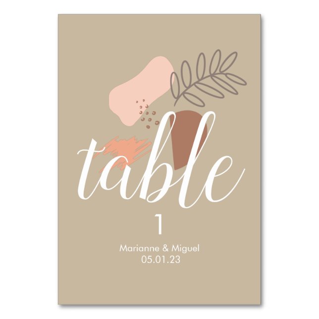 Numéro de table de mariage Tons Terreux Formes (Par défaut)
