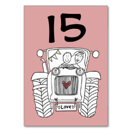 Numéro de table de mariage tracteur de campagne pe