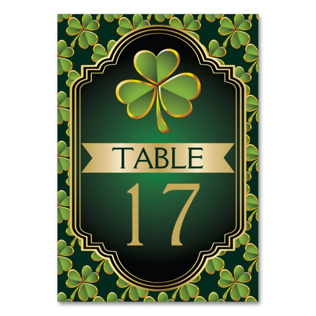Numéro de table de mariage trèfle irlandais or et  (Par défaut)