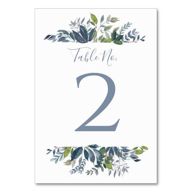 Numéro de table de mariage | Vert feuillage Bleu P (Par défaut)