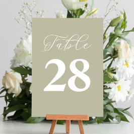 Numéro de table de mariage Vert simple