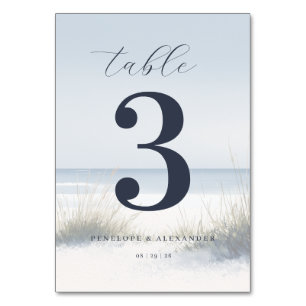 Numéro de table de plage Navy Calme