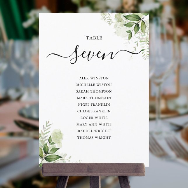 Numéro de table de plan de table de verdure élégan (Créateur téléchargé)