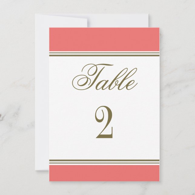 Numéro de table de réception Simple Stripe corail (Devant)