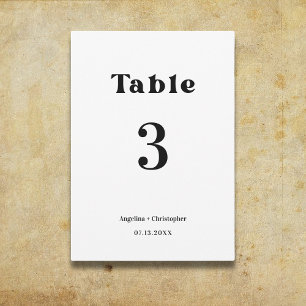 Numéro de table de script minimaliste du Mariage r