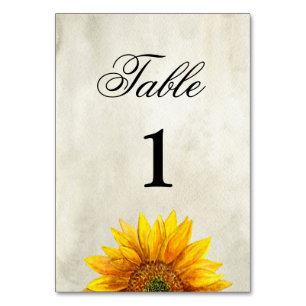Numéro de table de tournesol. Mariage rustique. Pa