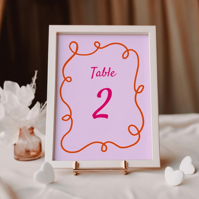 Numéro de table de trame rose orange (Créateur téléchargé)