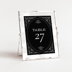 Numéro De Table Déco moderne   Élégant Mariage noir et blanc Onyx