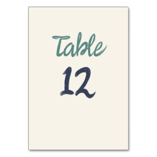 Numéro De Table Décontracté Retro Quirky écriture manuscrite Vert