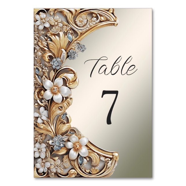 Numéro de table décorative Gold White Floral (Par défaut)