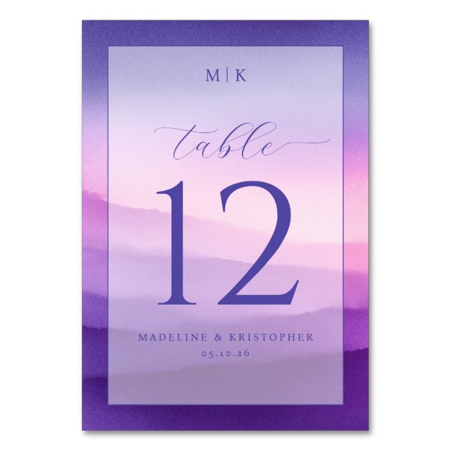 Numéro de table dégradé violet élégant (Par défaut)