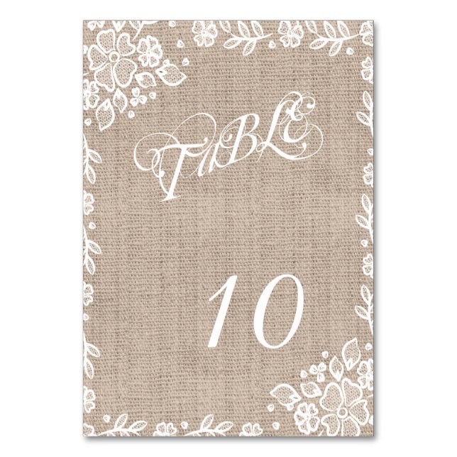 Numéro De Table Délicat Burlap Dentelle Rustique Mariage Numéros d (Par défaut)