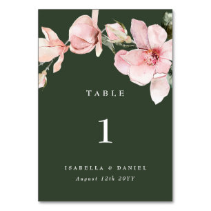 Numéro De Table Délicat Mariage de Magnolia Florale Verte