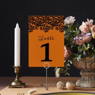 Numéro De Table Dentelle gothique Halloween Mariage noir orange