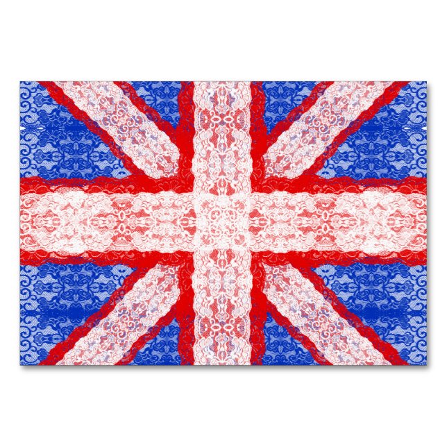 Numéro De Table Dentelle Union Jack Angleterre drapeau en rouge, b (Devant)