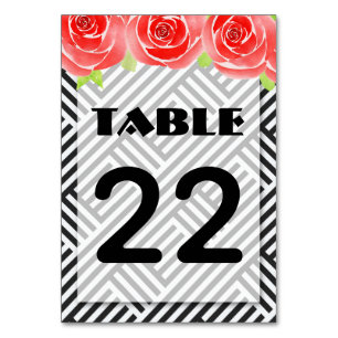 Numéro De Table Derby Red Roses Black White Stripes