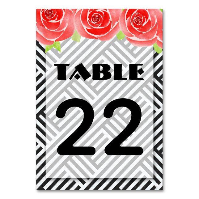 Numéro De Table Derby Red Roses Black White Stripes (Par défaut)