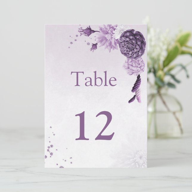 numéro de table des fleurs violettes romantiques (Debout devant)