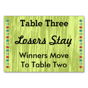 Numéro de table des points Bunco carte #3