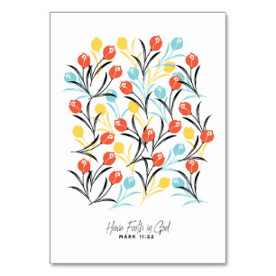 Numéro De Table Design floral Motif de Tulipe en blanc