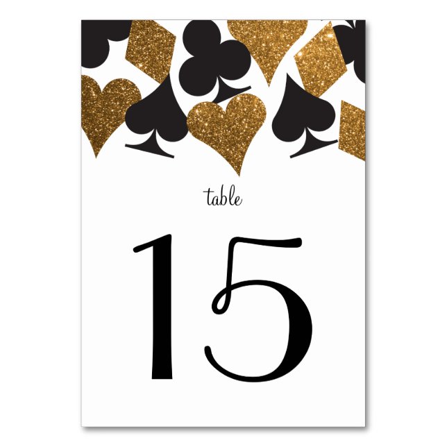 Numéro De Table Destiny Vegas Mariage Réception Gold Table Card (Dos)