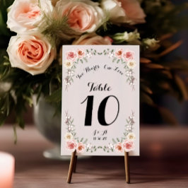 Numéro De Table Deux Coeurs Un Amour Vintage Roses Rose Mariage