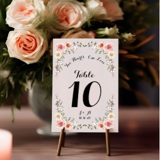 Numéro De Table Deux Coeurs Un Amour Vintage Roses Rose Mariage