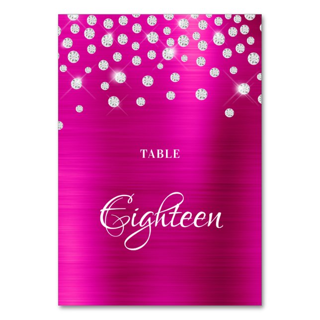 Numéro De Table Diamants argentés Sparkings Satin Rose Chaud (Par défaut)