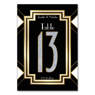 Numéro De Table Diamants Art Déco Mariage Numéro de tableau Treize