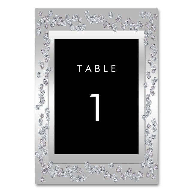 Numéro De Table Diamants d'argent élégant 60e Mariage (Par défaut)