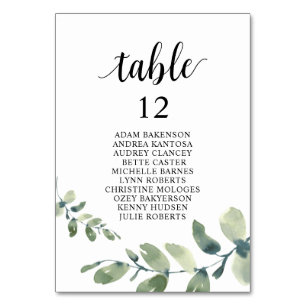 Numéro De Table Dîner mariage, Eucalyptus Invités Sièges Graphique