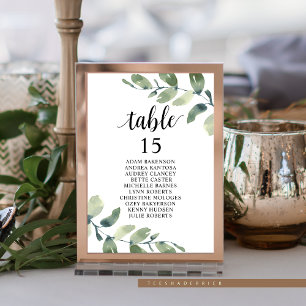 Numéro De Table Dîner mariage, Eucalyptus Invités Sièges Graphique