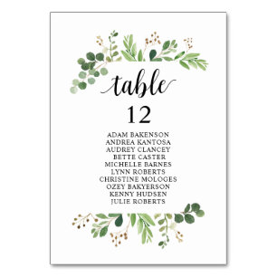 Numéro De Table Dîner mariage, Invités de verdure, onglet Diagramm