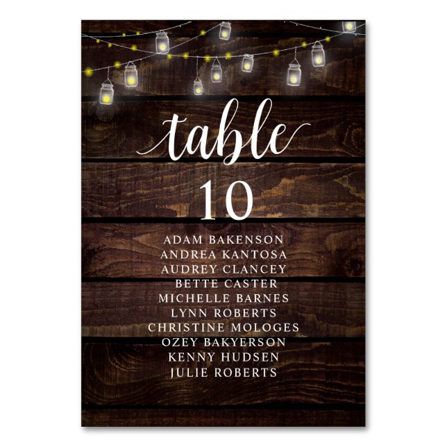 Numéro De Table Dîner mariage, Invités Rustiques Tableau De assise (Par défaut)