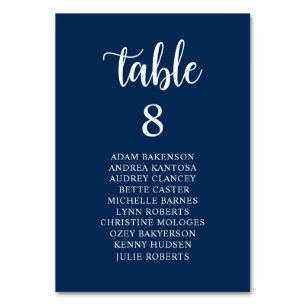 Numéro De Table Dîner mariage, Marine Blue Participants Tableau de