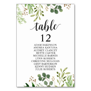 Numéro De Table Dîner mariage, Places de verdure