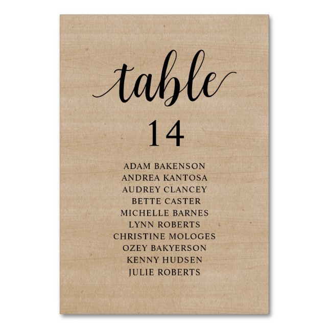 Numéro De Table Dîner mariage, Tableau Brown de sièges en bois (Par défaut)