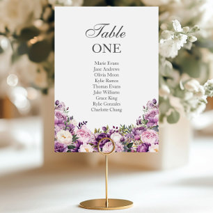 Numéro De Table Disposition de sièges de mariage floral Lilas Viol