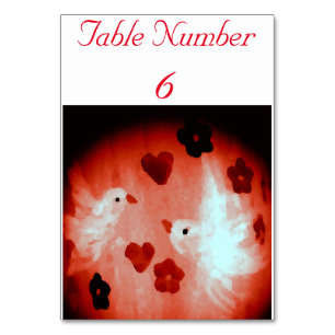 Numéro De Table Dove Inséparables Art
