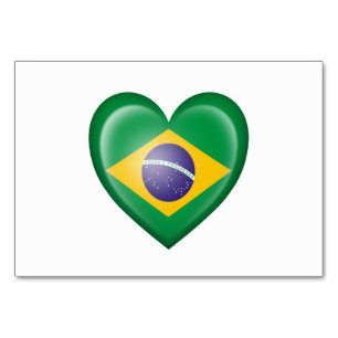 Numéro De Table Drapeau cardiaque brésilien sur blanc