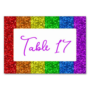 Numéro De Table Drapeau LGBT arc-en-ciel scintille mariage lesbien