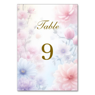 Numéro De Table Dreamy Pink Blue Watercolor Fantasy Floral Fine