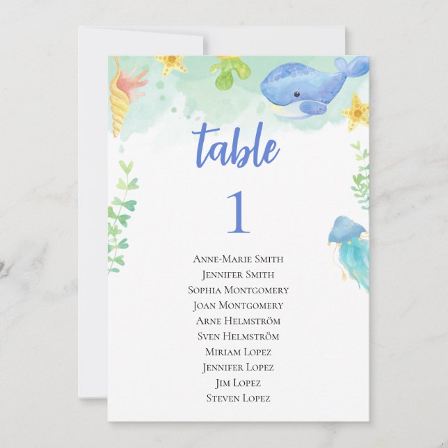 Numéro de table du Baby shower d'été et nom de l'i (Devant)