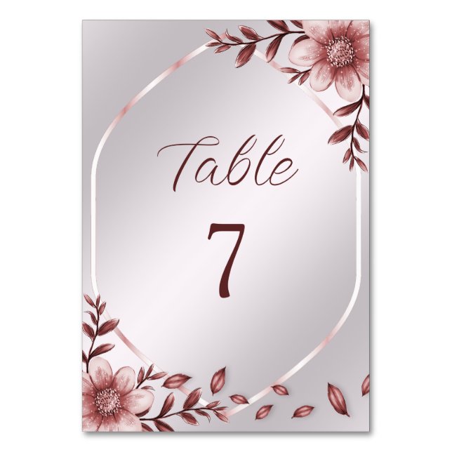 Numéro de table du cadre de fleurs rose (Par défaut)