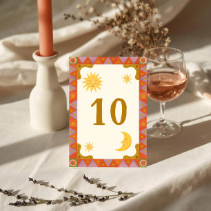 Numéro de table du Mariage de Boho Super coloré ré