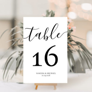 Numéro de table du mariage de calligraphie moderne