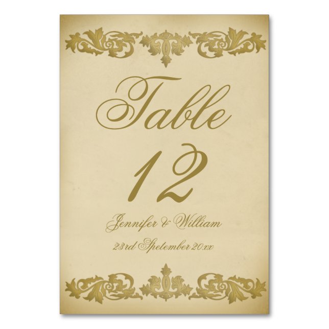 Numéro de table du Mariage de défilement feuille v (Dos)