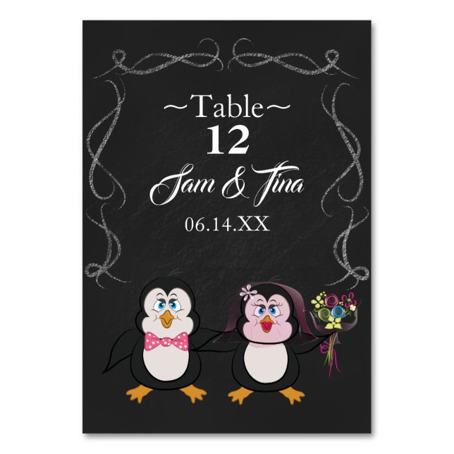 numéro de table du mariage de pingouin mignon (Par défaut)