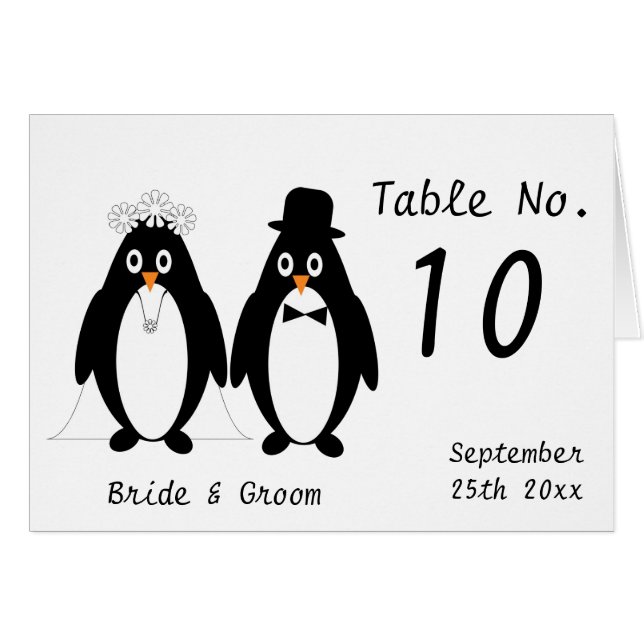 Numéro de table du Mariage de pingouins (Devant Horizontal)